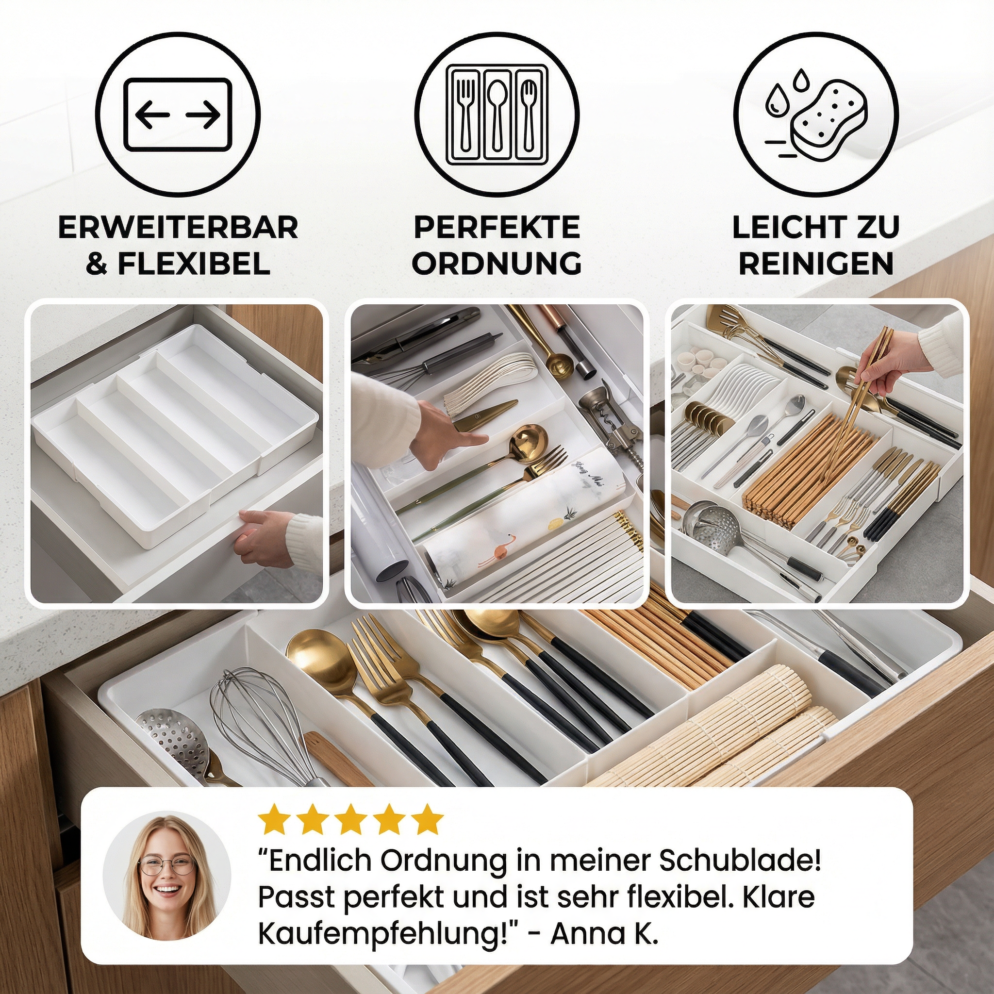 Schubladen Organizer verstellbar – Küche & Haushalt -    Zorenza