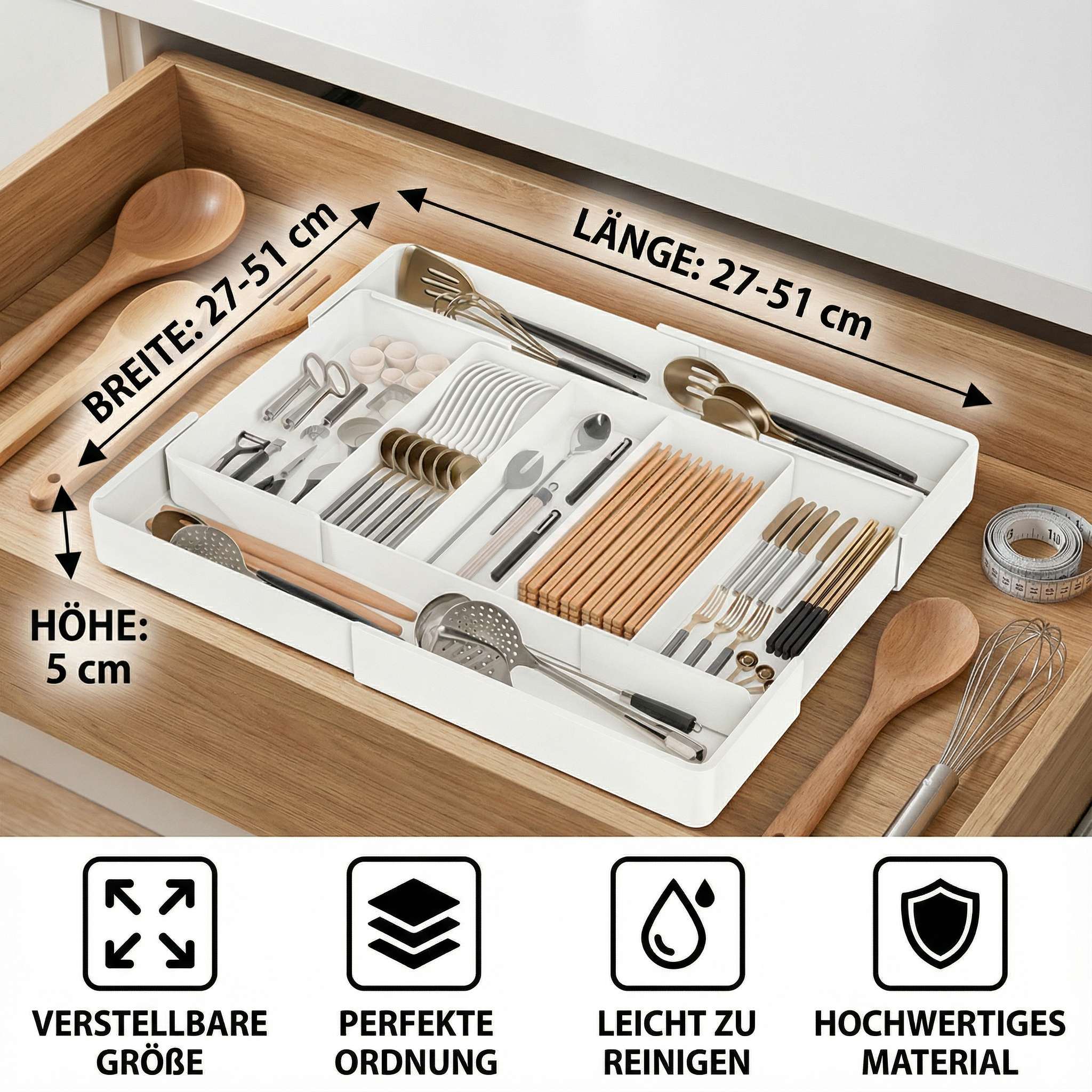Schubladen Organizer verstellbar – Küche & Haushalt -    Zorenza