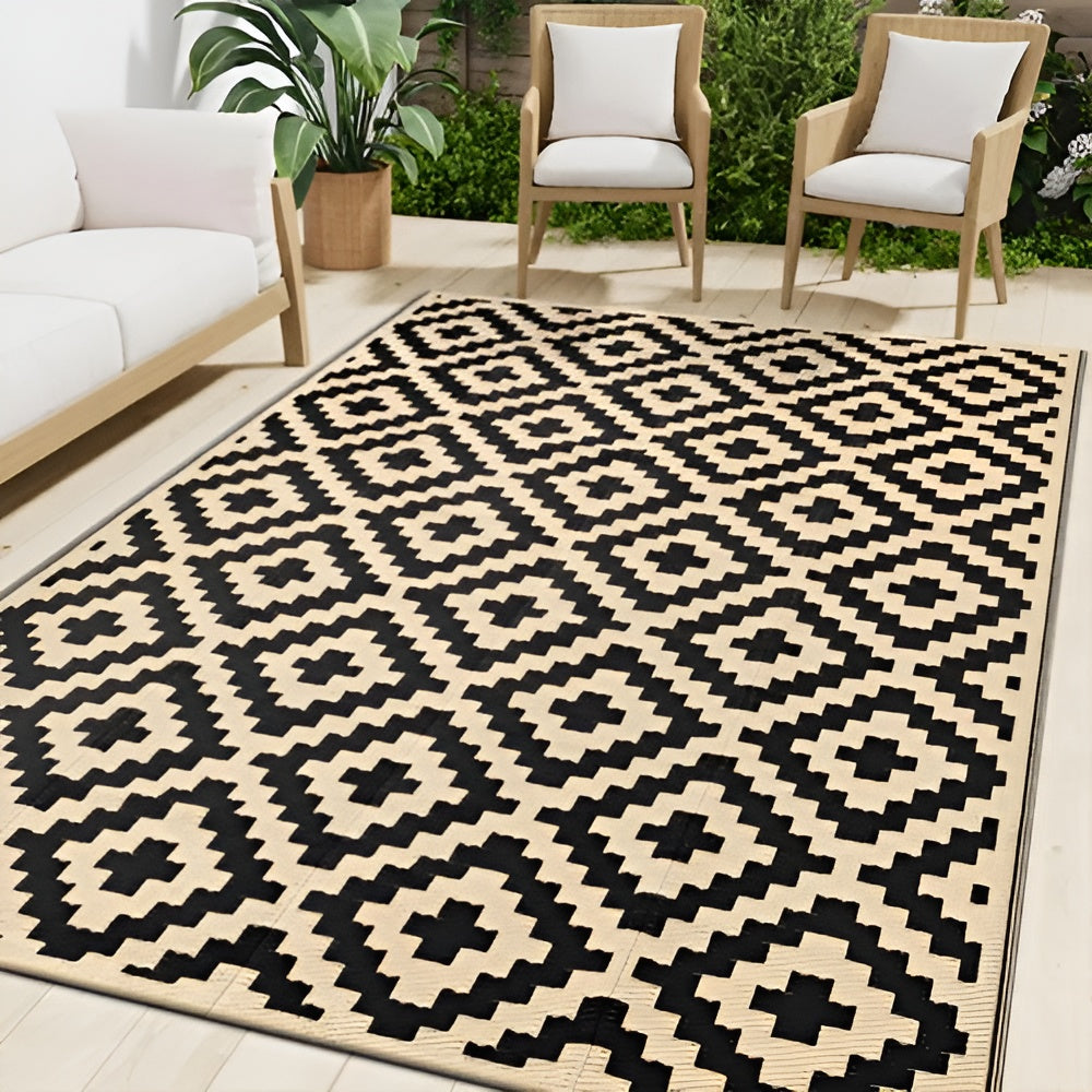Outdoor-Teppich wendbar mit geometrischem Muster, rutschfest -    Zorenza